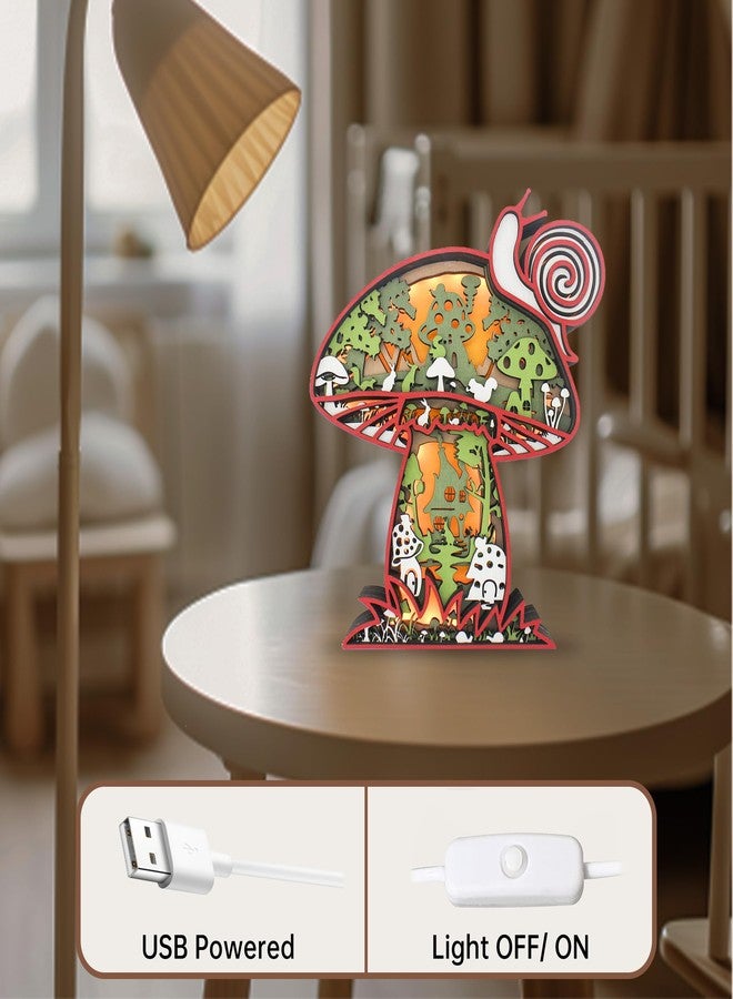 FNYDOX Cute Mushroom Decor LED Night Light, Mushroom Figurine Vintage Wall Hanging Sculpture, Cottage Core Decor Aesthetic Gift for Home, Present for Bedroom Living Room - Image 5